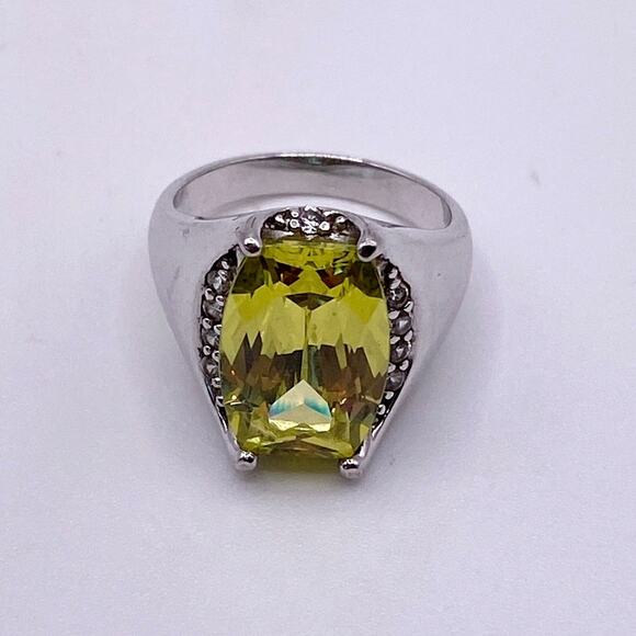 Sterling Silver and Lemon Citrine Stone Cocktail Ring 7” - Picture 5 of 8